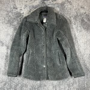 Patagonia Jacket Womens Extra Small Gray Button Up Fleece Sherpa Deep Pile City
